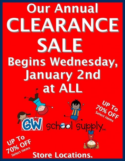 GW School Supply Clearance Sale