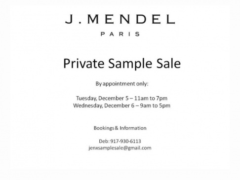 J Mendel Private Sale Los Angeles