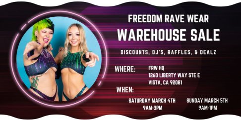 Freedom Rave Wear Sunday Warehouse Sale