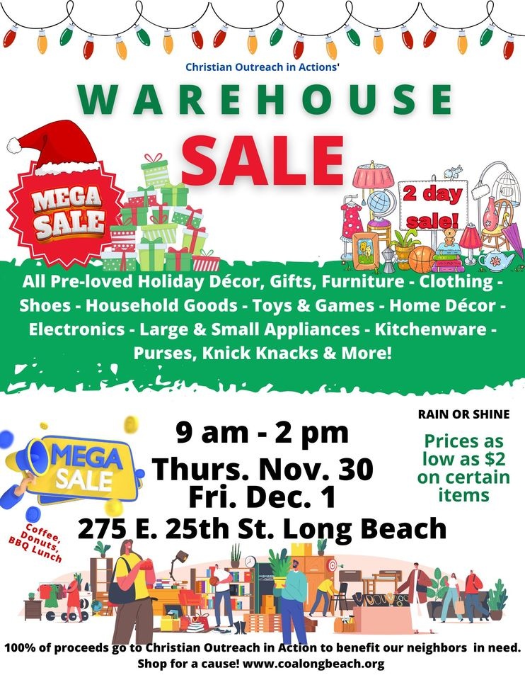 Christian Outreach in Action Warehouse Sale