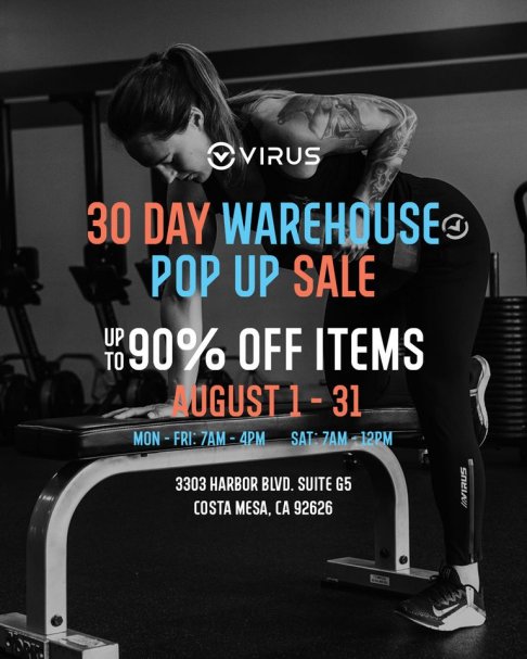 Virus Performance 30-DAY WAREHOUSE POP-UP SALE