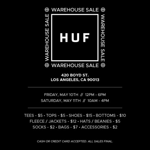 HUF Warehouse Sale