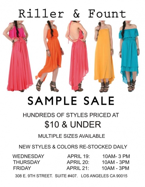 Riller and Fount sample sale