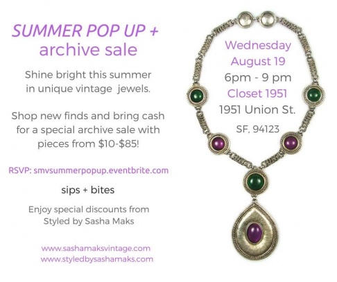 Sasha Maks Vintage Jewelry Pop Up and Archive Sale                                           