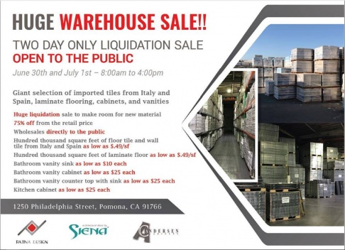 Siena Decor Warehouse Sale