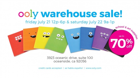OOLY Warehouse Sale (school and art supplies)